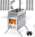 H&ZT Sauna Hot Tent Stove, Portable Wood Burning Stove with Stone Box & 9 Chimney Pipes, Outdoor Rocket Stove Heater for Dry Sauna, Cooking & Winter Heating