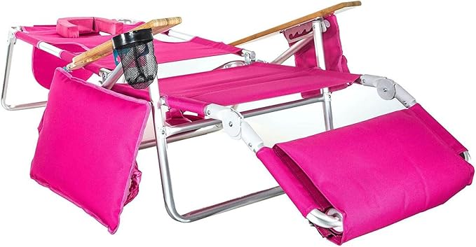 Ostrich Deluxe Padded 3-N-1 Outdoor Lounge Reclining Beach Lake Chair, Pink (4 Pack)