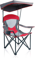 ALPHA CAMP Heavy Duty Canopy Camping Chair, 350 lbs Capacity Oversized Folding Chair with Adjustable Sunshade, Portable Sunshade Chair with Cup Holder for Beach, Fishing, Outdoor