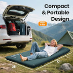 Sleeping Pad for Camping, 3.15" Thick Self Inflating Sleeping Camping Pad with Pillow&Electric Pump,Memory Foam Camping Mattress Pad, 4-Season Camp Sleeping Mat for Travel,Car,Tent,Home-Green