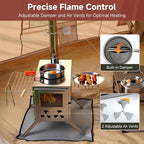 H&ZT Large Hot Tent Stove, Upgraded Wood Burning Stove with 9 Chimney Pipes, Portable Camping Heater for Cooking, Hunting & Winter Warmth