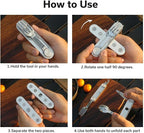 CIVIVI Partake 4-in-1 Camping Utensil, Detachable Stainless Steel Folding Knife, Fork, Spoon & Bottle Opener Multi-Tool, with Waxed Canvas Pouch for Travel Camping Hiking, C24032C-3, Silver
