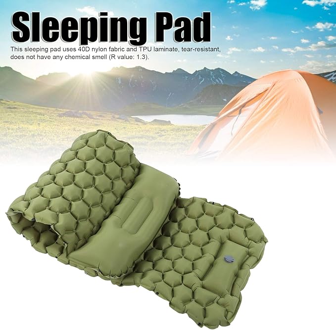 ciciglow Sleeping Pad for Camping, Air Mattress Camping, 40D Nylon TPU Laminate, Ergonomic Sleeping Pad for Hiking, Travel, Backpacking, Beach, 191X58X6Cm