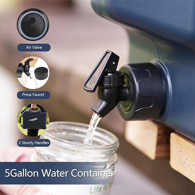 3.2 Gallon/5 Gallon Water Containers with Spigot, BPA Free Water Jug, Military Green Water Tank, Multifunction Water Storage Containers for Camping Outdoor Hiking,Emergency Stroage