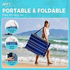 #WEJOY Folding Lounge Chair with Canopy Shade, Portable Adjustable 5-Position Patio Chaise Lounger with Pillow & Pouch for Lay Flat Outdoor Lawn Backyard Beach Camping Pool Tanning (Blue White)