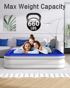 Queen Air Mattress with Built in Pump Luxurious Comfort 16" Raised Inflatable Mattress Queen Airbed Blow Up Mattress for Home Guests 80"*60"*16" Air Bed 3 Mins Fast Inflate/Deflate 660 lbs Max