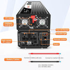 3000W Pure Sine Wave Power Inverter with Bluetooth, 6000W Surge, 12V DC(Range 10V-15V) to 120V AC Converter for Camping, RV, Truck & Home Backup