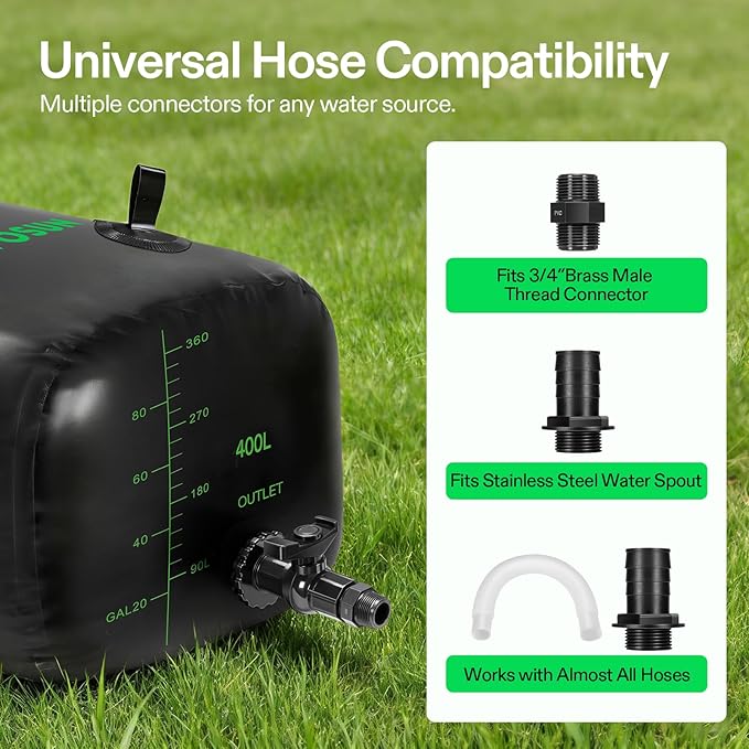 VIVOSUN 400 L/106 Gal Water Storage Bladder, Foldable and Portable Water Tank, Water Storage Bag Containers for RV, Camping, Garden, Irrigation, Drought Resistance, Firefighting