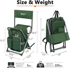 Portal Backpack Cooler Chair Fishing Chairs with Backrest Folding Camping Stool Compact for Outdoors Hiking Hunting Travel, Supports 225 lbs Capacity
