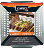 Mr. Bar-B-Q Stainless Steel Skillet Large Strainer Perfect for Cooking Seafood & Vegetables Grill Basket Built In Handles Stainless Steel for BBQ Grill Camping Backpacking Grilling Accesories 06034Y
