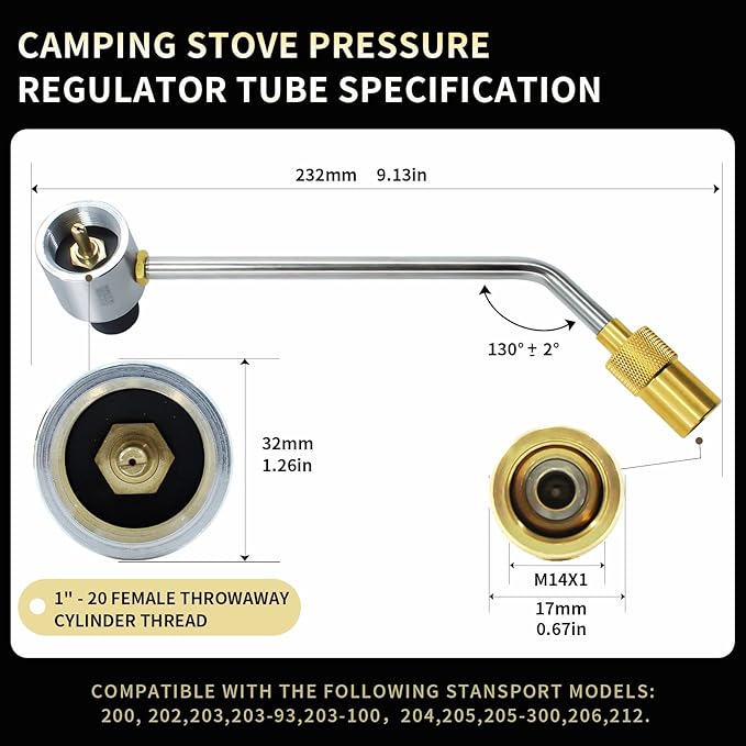 MENSI 1LB Propane Gas Pressure Regulator Replacement For ‎Stansport Camping Stove Tube to Propane One Pound Cylinder Tank 15PSIG Compatible with Camp Chef Everest Grill 189-100