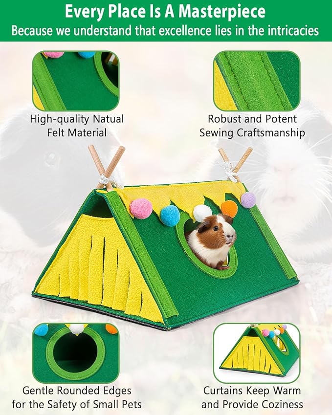 Guinea Pig Hideout, Small Animal Houses and Habitats, Guinea Pig Tent Tunnel Cages for Guinea Pigs, Hamster, Rats, Bunny and Other Small Animals, Guinea Pig Cages Accessories Tube Toys