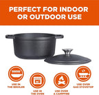 COMMERCIAL CHEF 3.4 Quart Cast Iron Dutch Oven with Dome Lid and Handles