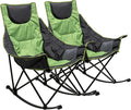 SUNNYFEEL Oversized Rocking Camping Chair 2 Pack, Fully Padded Patio Chair with Side Pocket, High Back Portable Lawn Recliner with Carry Bag, Outdoor Rocker Camp Chairs for Adults Heavy Duty 500 LBS