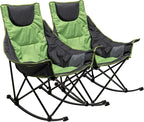 SUNNYFEEL Oversized Rocking Camping Chair 2 Pack, Fully Padded Patio Chair with Side Pocket, High Back Portable Lawn Recliner with Carry Bag, Outdoor Rocker Camp Chairs for Adults Heavy Duty 500 LBS