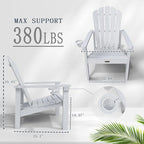 Stackable Adirondack Chair Set of 2, HDPE All-Weather Adirondack Chairs - Durable and Space Saving, Plastic Outdoor Fire Pit Chairs with Cup Holder,White
