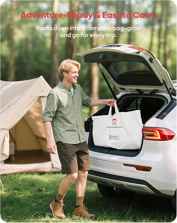 QPAU Twin Size Air Mattress Camping Pad – 9” Thick R8–10 Insulated Inflatable Mattress with Foam Comfort & Foot Pump, Twin Air Mattress for Camping, Road Trips, and Home Guests