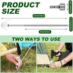JaGely 12 Inch Tent Stakes Screw in Camping Stake Heavy Duty Metal Spikes Ground Anchor Peg Threaded Spikes with Hex Head Driver for Camping Garden Inflatable Outdoor Decor(Luminous White, 40 Pcs)