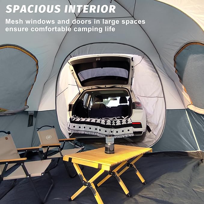 UNP SUV Dome Tent for Camping, Outdoor 6 Person Car Camping Tent, Easy Set Up SUV Tailgate Tent with Rainfly 10' x 10' Vehicle Camping Tent | for Camping, Outdoor, Car Camping Tent, Easy Set Up, SUV Tailgate Tent, with Rainfly