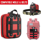 Molle Pouch ifak First aid kit Bag Empty Trauma Medical Tear away Pouches for Belt Backpack Vest Car Molly Med Case 600D nylon Small Tactical Pouch (RED)
