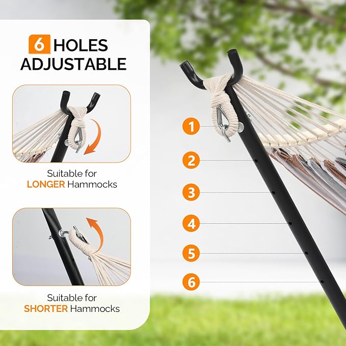 ONCLOUD 9 FT Hammock Stand Only, Heavy Duty Adjustable Indoor Outdoor Space Saving Steel Stand with Carrying Case, Universal Hammock Stand with 450 Pounds Capacity for Garden (Black w/Wheel)