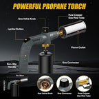 Propane Torch Gun, Blow Torch Gun with Adjustable Flame, Kitchen Torch Lighter for BBQ, Campfire Starter, Welding, Searing Steak (Propane Tank Not Included)