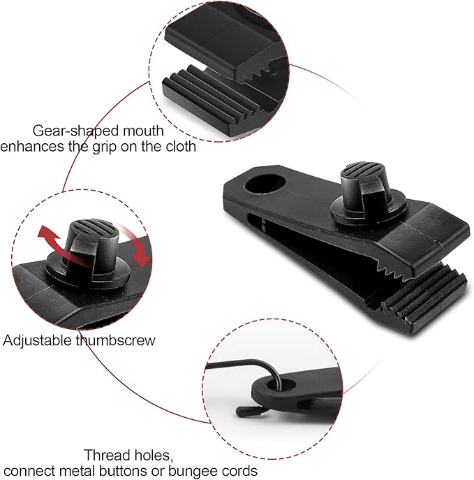 Tarp Clips Heavy Duty Lock Grip Clamps Thumb Screw Tent Clip Secures Tarps Awning Clamp Set for Camping Tarps Awnings Caravan Canopies Car Covers Swimming Pool Covers Boat Cover etc. (24)