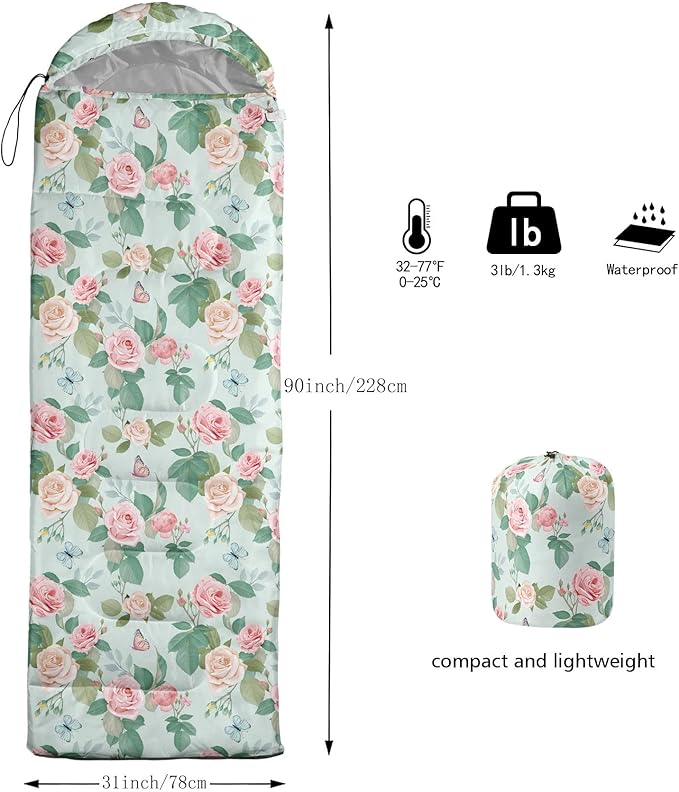 Kids Sleeping Bag for Boys Girls,Rocket Moon Print-Lightweight Warm Portable Outdoor Indoor-Waterproof Cold Weather Resistant Sleeping Bag for Camping Hiking