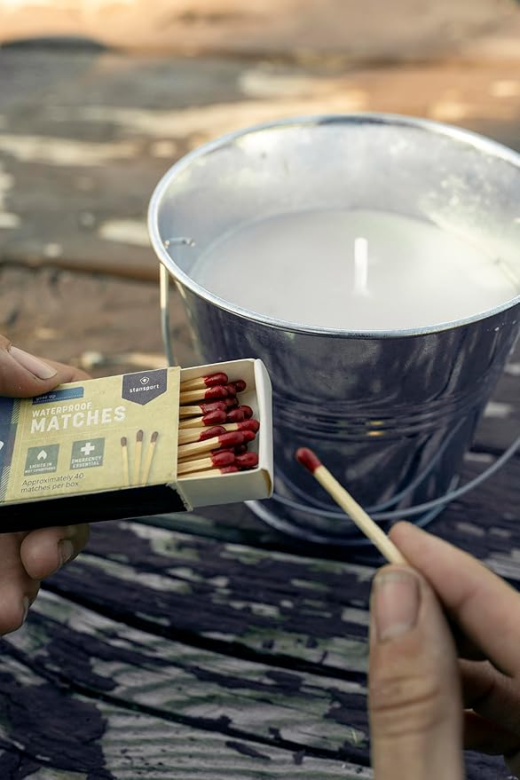 Stansport Waterproof Matches (4-Pack) – 160 Total Count Moisture-Resistant Matches for Camping, Hiking and Emergency Kits – Reliable Fire Starting Matches for Damp Environments