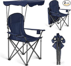 ALPHA CAMP Heavy Duty Canopy Lounge Chair Sunshade Hiking Travel Chair with Cup Holder