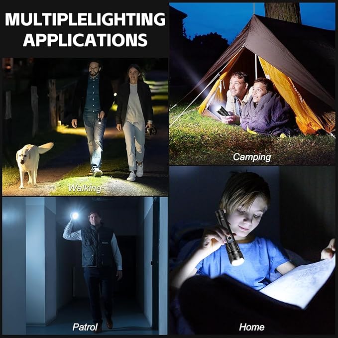 Flashlight Rechargeable LED High Lumens - 99,000 Lm Powerful Handheld Flash Light with 5 Modes, Bright Waterproof Torch for Camping Home (3 Packs)