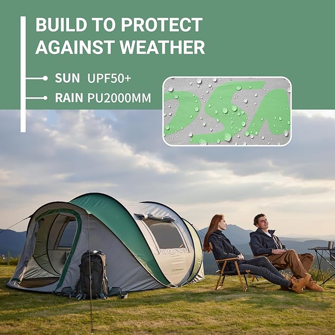EchoSmile Instant Pop Up Camping Tent, 2/4/6 Person, Easy Setup Tent, Water Resistant Dome, Portable with Carry Bag