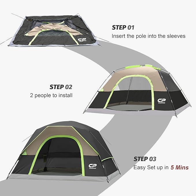 Tents for Camping 4 Person Tent Waterproof Windproof Double Layer Camping Tent, Easy Setup Dome Tent with Large Mesh Windows & Wider Door for Outdoor Camping & Hiking