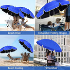 48.8 inch Large Beach Umbrella with Clamp Sun Shade for Beach Chair, 360°Adjustable UV Protection Golf Umbrella with Clip for Outdoor Stroller Wheelchair Camping Chair
