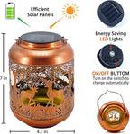 Deer Solar Lanterns Outdoor Waterproof Hanging Solar Lights Deer Gifts for Women Men Metal Decorative LED Lanterns for Yard,Patio,Lawn,Tabletop,Pathway,Landscape,Garden Decor