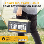 Power Queen 12.8V 100Ah LiFePO4 Battery with 14.6V 20A LiFePO4 Battery Charger; Built-in 100A BMS, 1280Wh Lithium Battery 15000+ Cycles, Perfect for RV, Trailer, Camping, Solar System