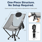 Utility-Grade High-Back Folding Chair — Stable One-Piece Structure, Extended Back Support for Longer Sitting, Reinforced Aluminum Frame, Portable Chair for Camping, RV & Outdoor Use