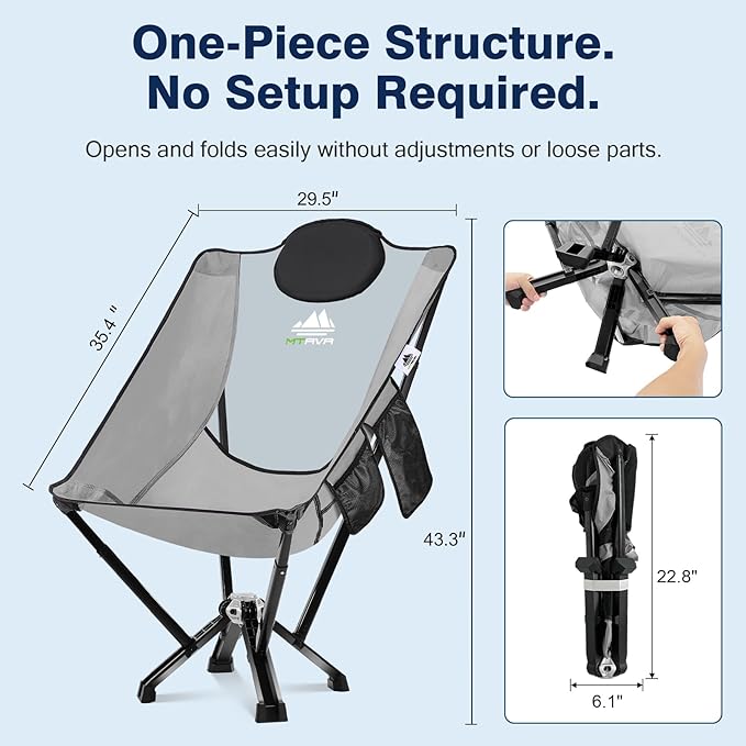Utility-Grade High-Back Folding Chair — Stable One-Piece Structure, Extended Back Support for Longer Sitting, Reinforced Aluminum Frame, Portable Chair for Camping, RV & Outdoor Use