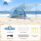 Elegear Beach Tent with Canopy, 1-Second Setup Pop Up Sun Shelter Shade, UPF 50+ UV Protection Silver-Coated Lightweight Portable Beach Cabana