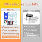 Boat First Aid Kit Waterproof, WELL-STRONG Marine Emergency Kit with Roll Top Dry Bag for Boating Fishing Kayaking – Water-Resistant Contents for Camping & Beach（Blue）