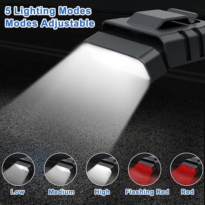 Clip on Hat Light Magnetic,Artist Limited Edition,USB C Cap Lights Clip on 220 Lumens with Red Light for Everyday Carry, Camping, Hiking Night Working, Running, Fishing(Black)