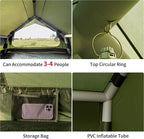Inflatable Camping Tent with Hand Pump Waterproof Outdoor Blow up Tent 2-8 Person Oxford 4 Season Glamping Air Tent Cabin House with Mesh Windows & Door
