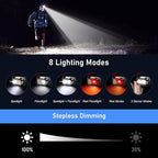 Blukar LED Headlamp Rechargeable,2000L Super Bright Headlight with Motion Sensor -Dimmable Brightness,8 Modes,Spotlight&Floodlight&Red Light Combination,IPX5 Waterproof for Hiking,Camping