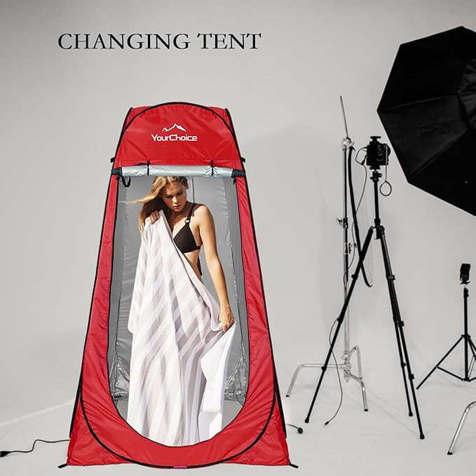 Your Choice Pop Up Privacy Shower Tent, 3.9 x 3.9 x 6.2FT Portable Camping Changing Room, Instant Setup Outdoor Shelter with Silver Coating, Vent Window & Carry Bag for Beach, Hiking & RV | Portable, for Camping, Beach, Hiking, with Carry Bag, Quick Setup