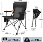 Heated Camping Chair with 20,000 mAh Battery, Loog-Lasting for 500 Mins, Fully Padded Heated Camp Chairs, Heavy Duty Folding Chairs Supports 500 lbs for Winter Camping, Picnics, Tailgating, RV Travel