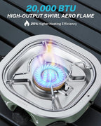 Gonex AeroFlame Dual Burner 20,000 BTUs Propane Camping Stove with Precision Flame Control & Removable Pot Stands, Portable Folding Camp Stove for Camping, Hiking, Patio, BBQ(Army Green)