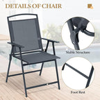 Crestlive Products Patio Folding Chairs Set of 8, Outdoor Folding Chairs with Durable Rust-Resistant Frame and Breathable Textilene Material for Outside, Gray