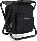 Portable Backpack Stool Cooler Chair for Adults, Folding Large 3 in 1 Multifunction Insulated Camping Seat Backpack Cooler Chair Heavy Duty 350lbs for Fishing Hunting, Black