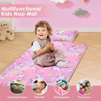 Kids Nap Mat Portable Slumber Bags with Removable Pillow and Blanket for Girls Boys, Lightweight Extra Large Sleeping Bag for Preschool Camping Daycare