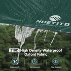 Camping Tarp with Poles & Retainer, 15x12.5FT Waterproof Canopy, 210D Oxford UPF100+ UV Sunshade Shelter, Portable Car Awning for Camping, Picnic, Hammock, Backpacking, Outdoor & Beach (Green)